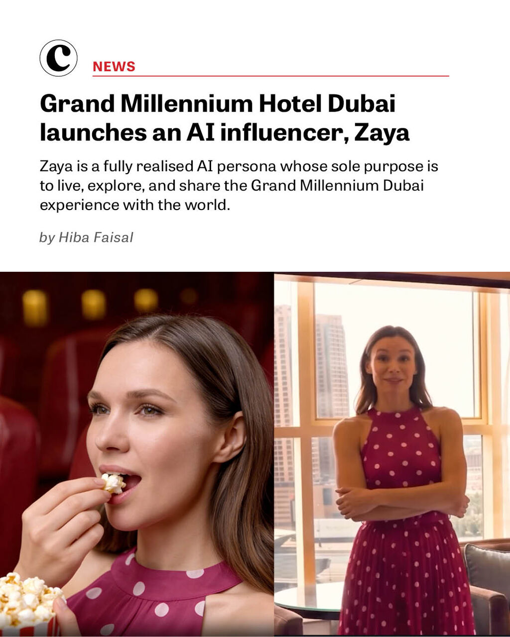 Grand Millennium Hotel Dubai launches an AI influencer, Zaya