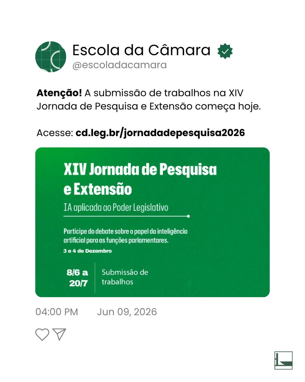 Jornada de pesquisa e extens&atilde;o 2026
