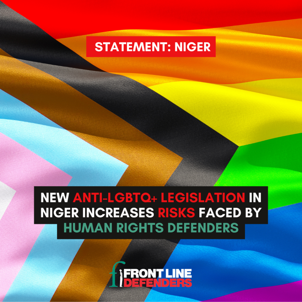 New anti-LGBTQ+ legislation in Niger increases risks faced by Human Rights Defenders