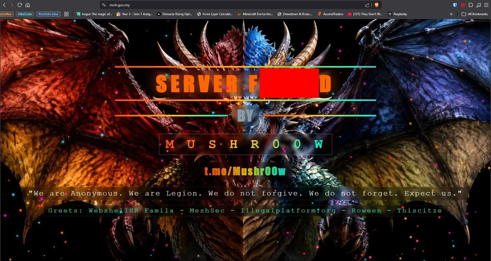 MOH Main Page Appears To Have Been Hacked By Anonymous