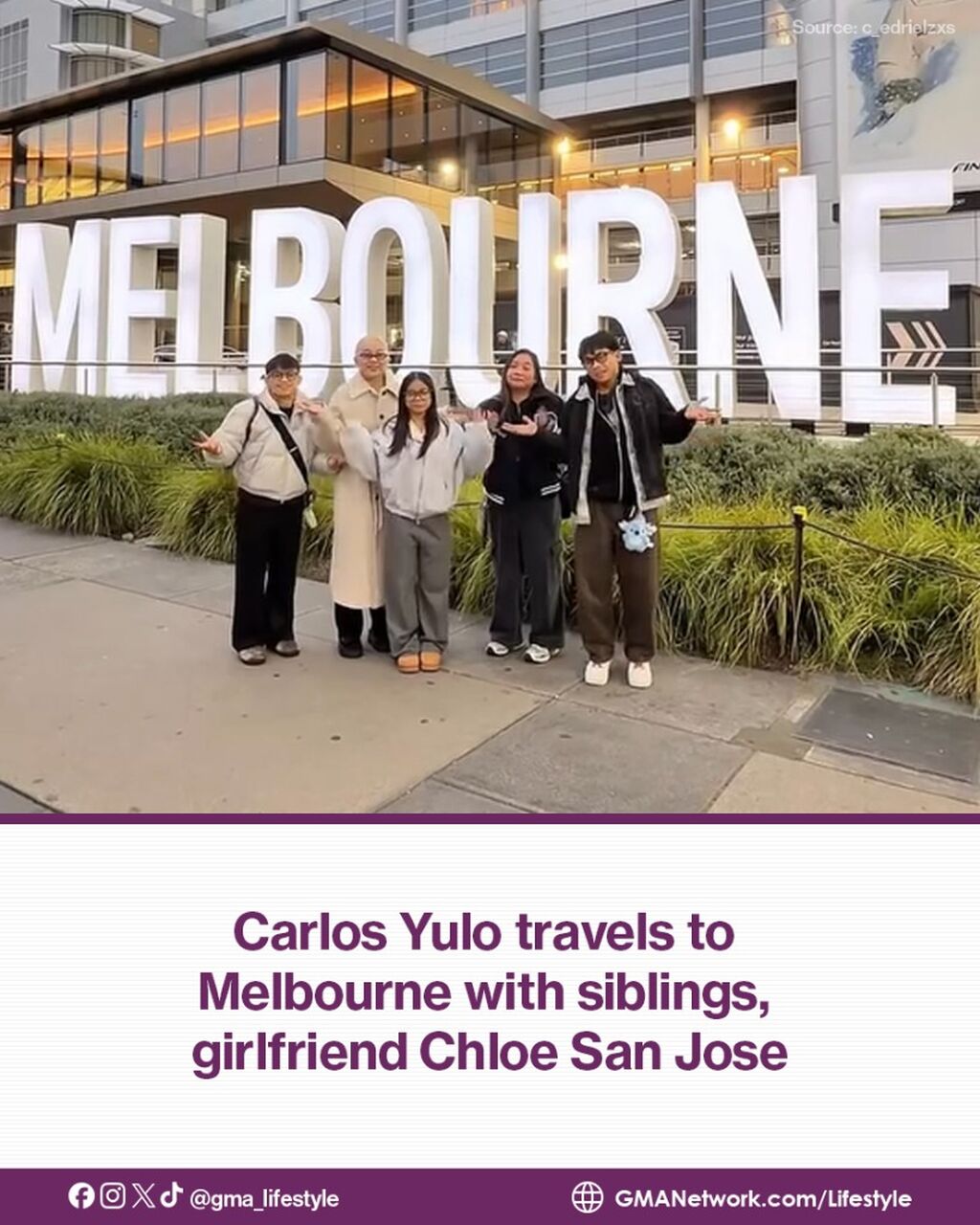 Carlos Yulo travels to Melbourne with siblings, girlfriend Chloe San Jose