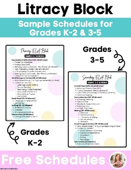 Free Sample ELA Literacy Blocks K-2 & 3-5 | Sample Schedules