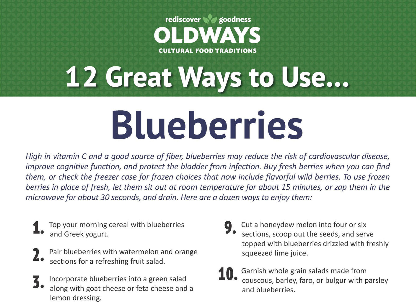 12 Great Ways to Use Blueberries - OLDWAYS - Cultural Food Traditions