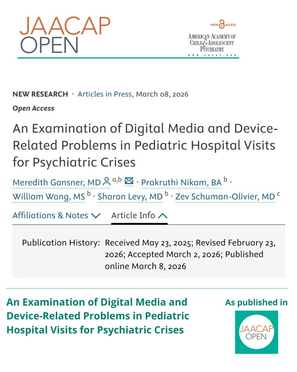 JO 0626 An Examination of Digital Media and Device-Related Problems in Pediatric Hospital Visits for Psychiatric Crises