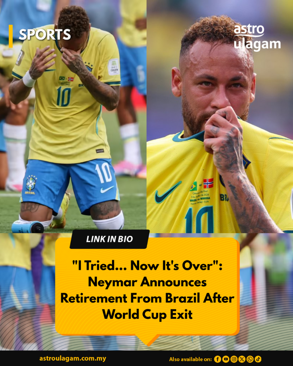 Neymar Announces Retirement From Brazil After World Cup Exit