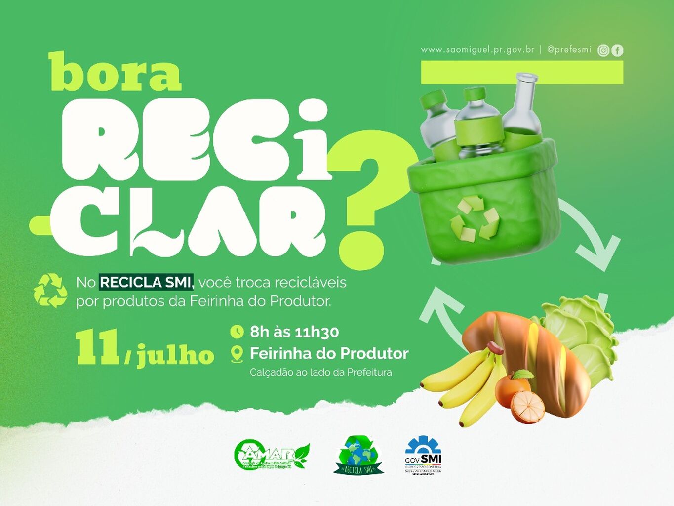 Campanha Recicla SMI de julho ser&aacute; realizada neste s&aacute;bado (11)