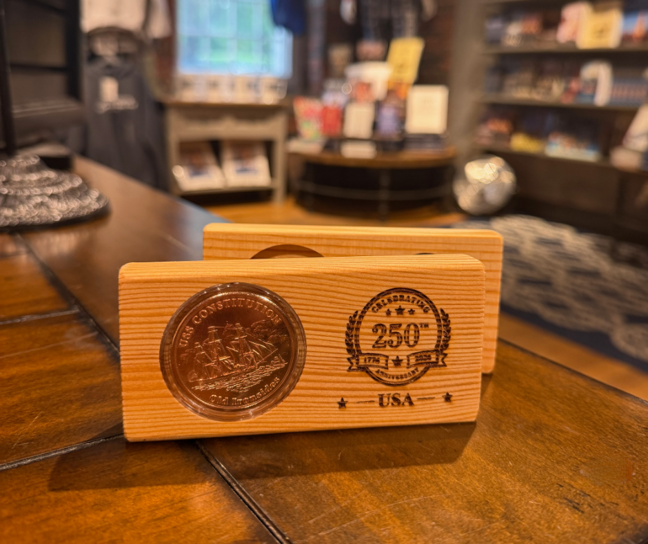 Commemorative USS Constitution - USA 250th Wood Coin Holder