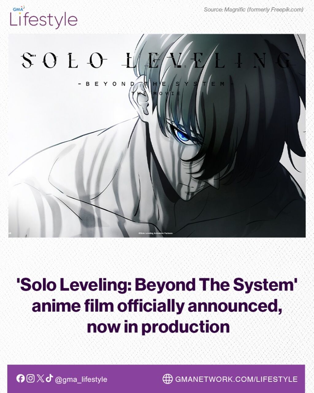 'Solo Leveling: Beyond The System' anime film officially announced, now in production