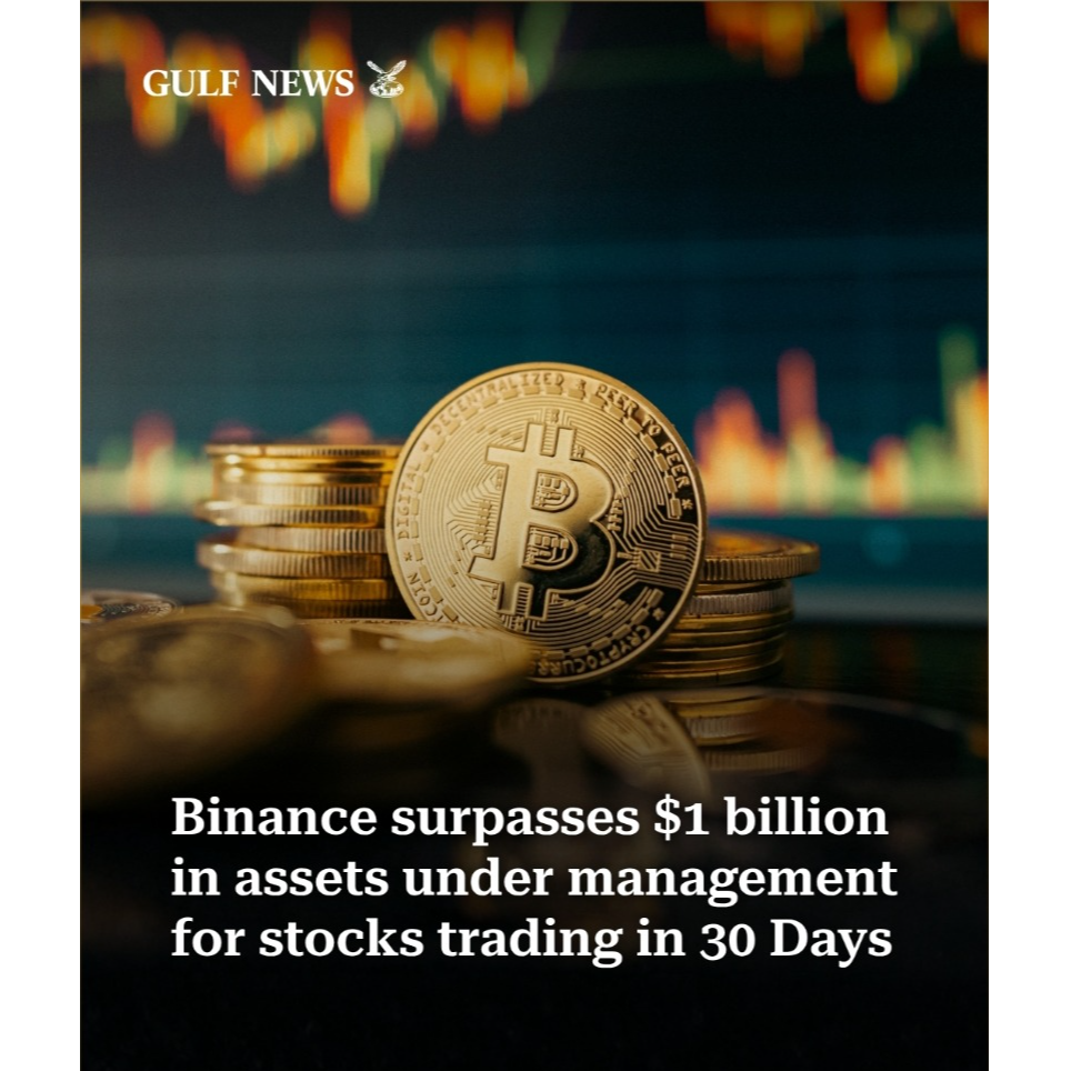 Binance surpasses $1 billion in assets under management for stocks trading in 30 Days