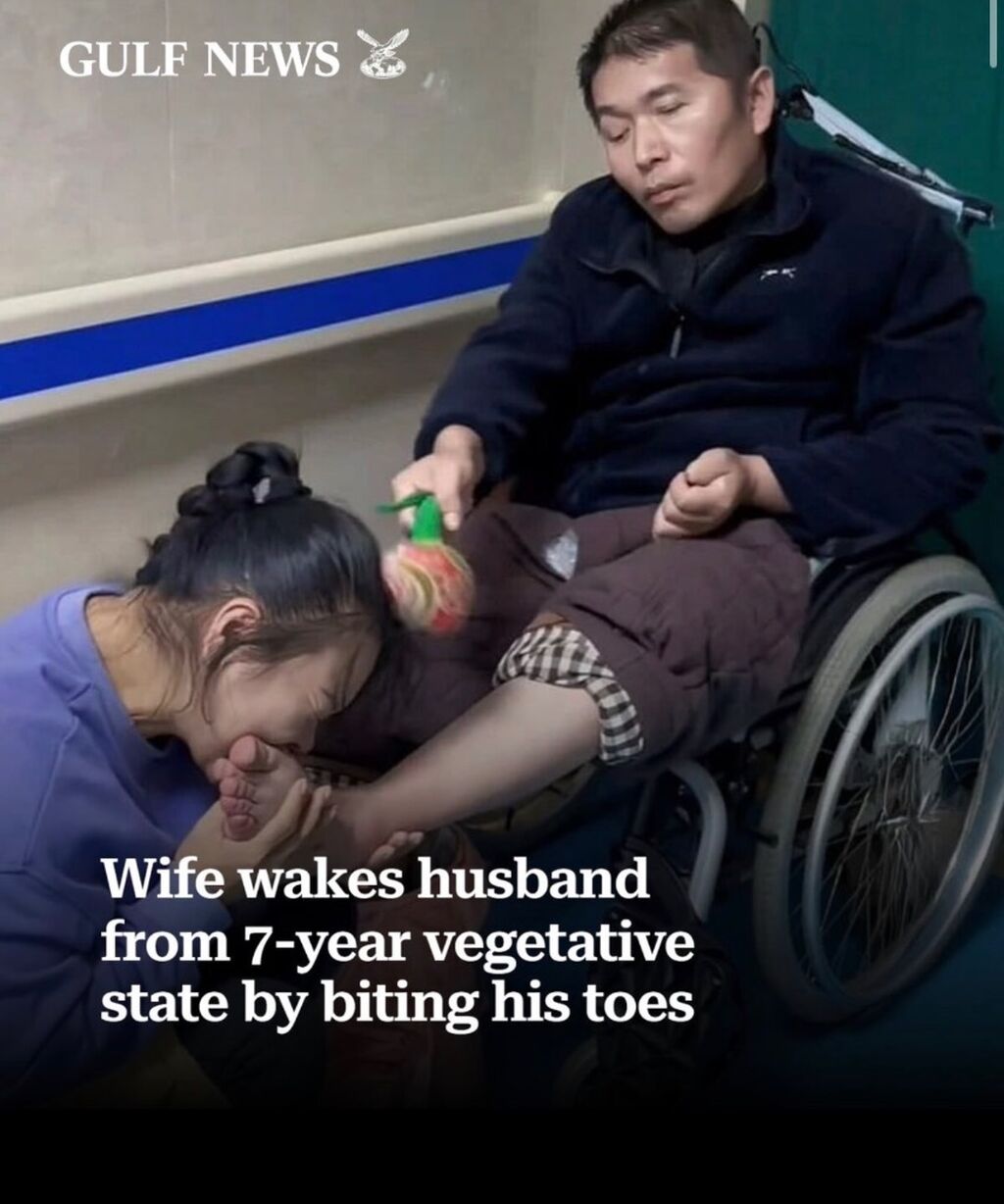 Wife wakes husband from 7-year vegetative state by biting his toes