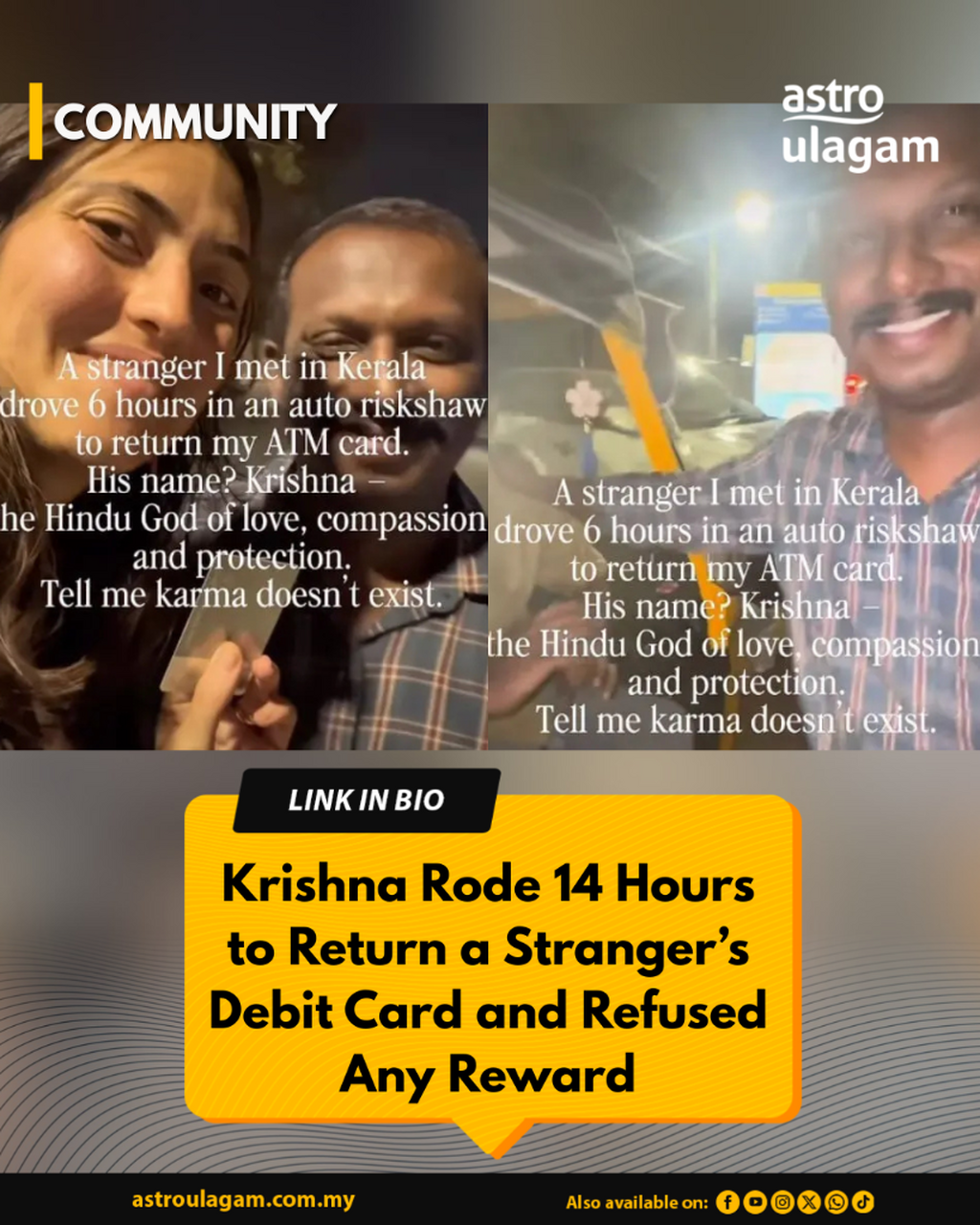 Krishna Rode 14 Hours to Return a Stranger&rsquo;s Debit Card and Refused Any Reward
