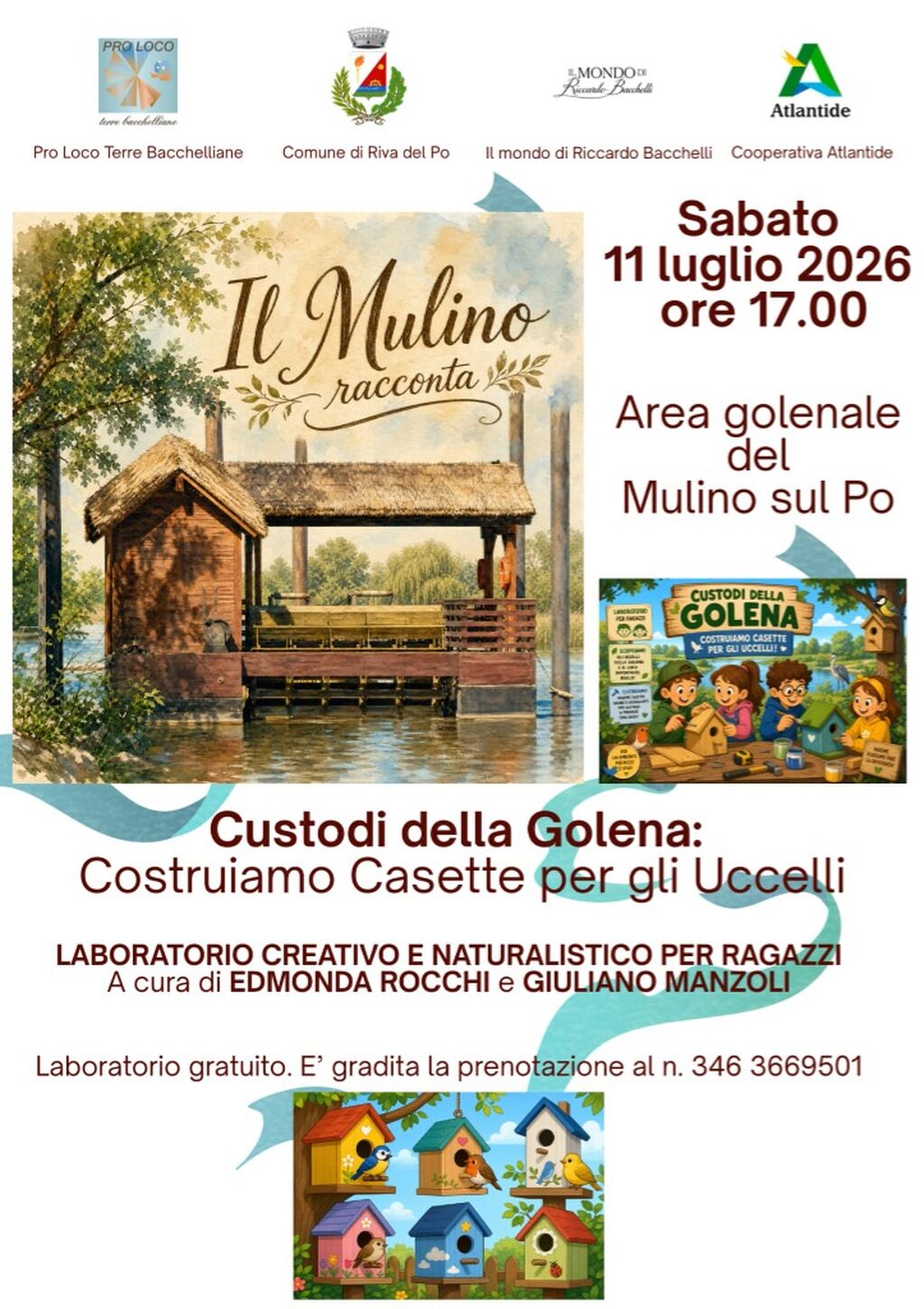 &ldquo;Il Mulino racconta&rdquo; &ndash; laboratorio gratuito per ragazzi &ldquo;Custodi della Golena&rdquo;