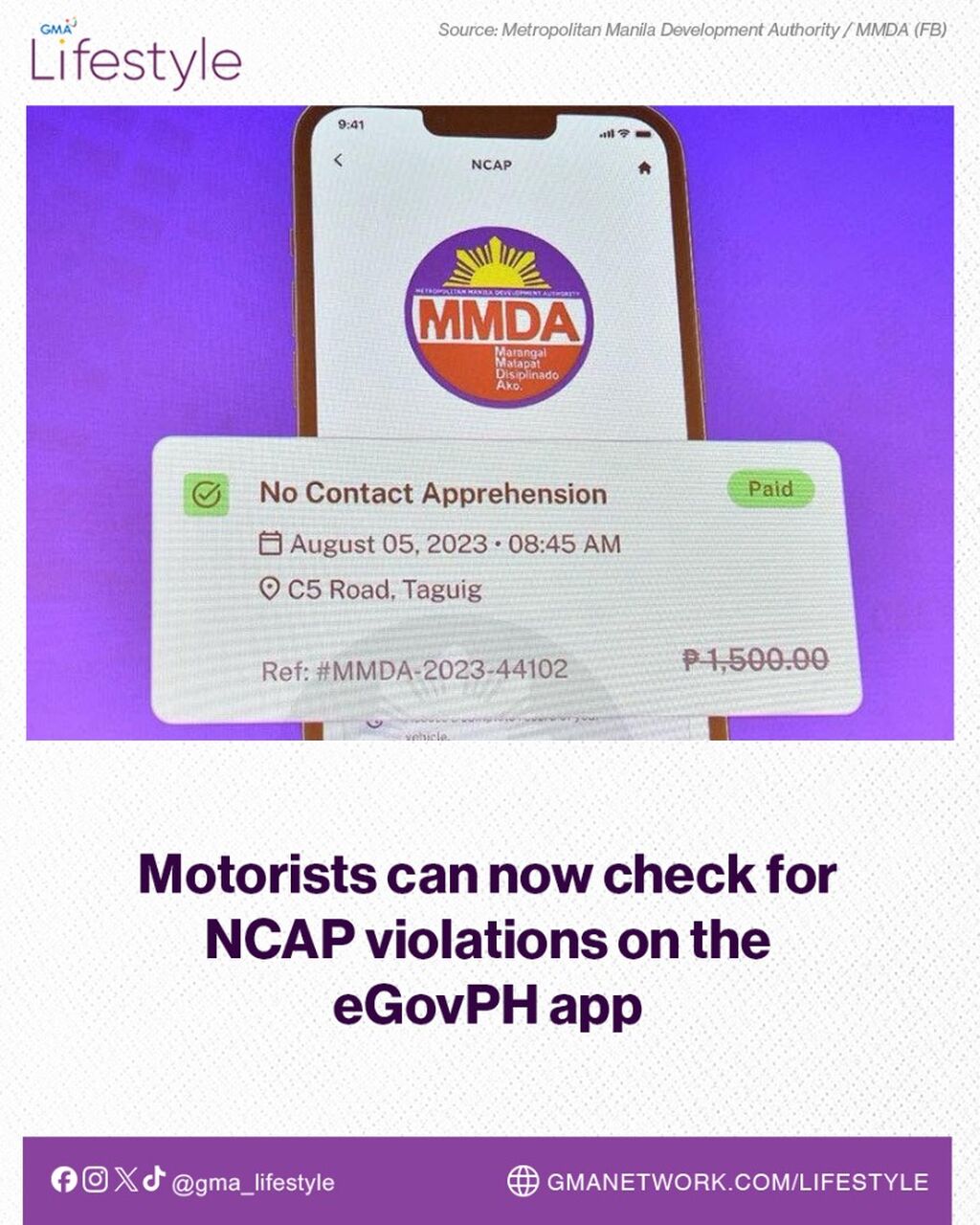 Motorists can now check for NCAP violations on the eGovPH app