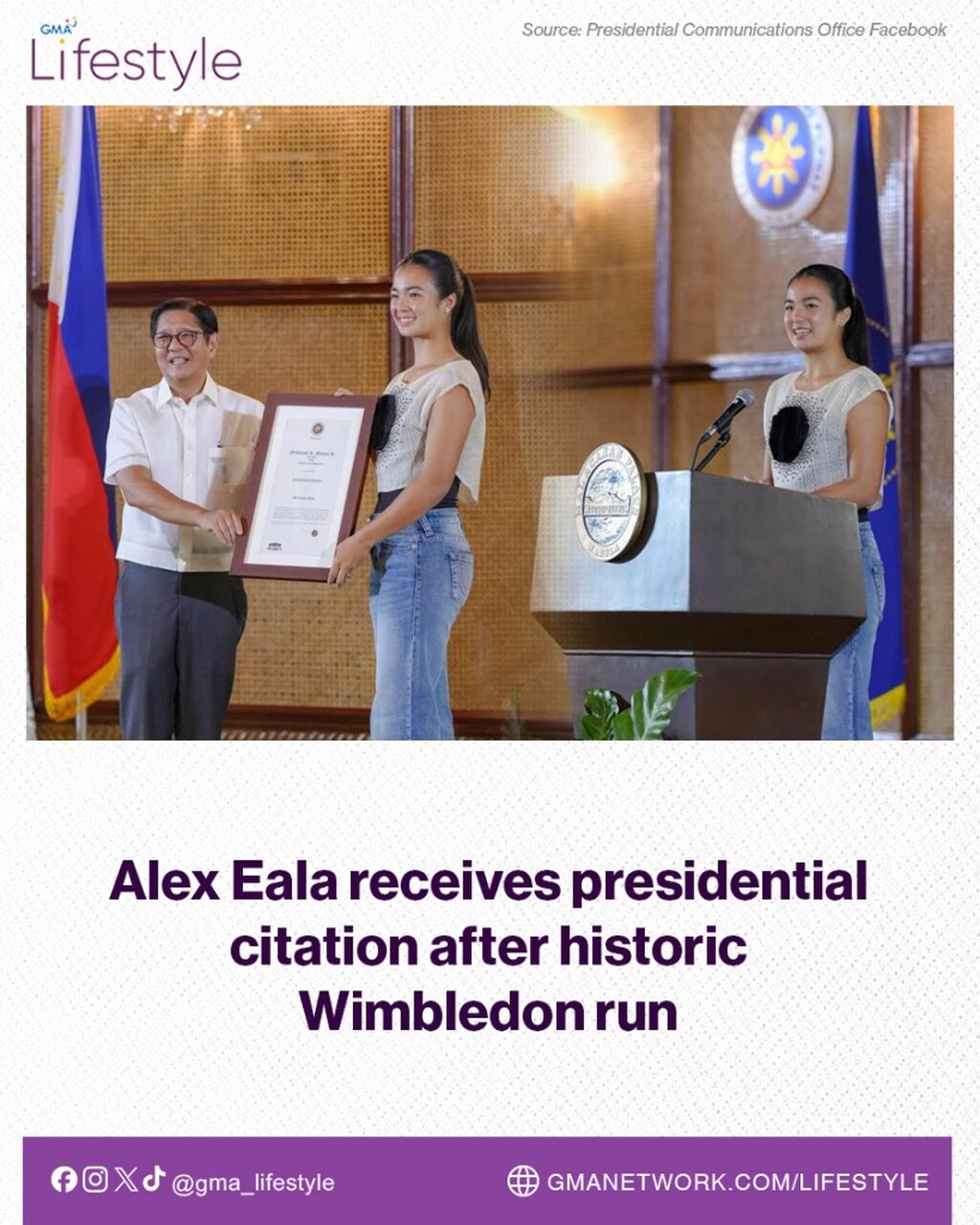 Alex Eala receives presidential citation after historic Wimbledon run
