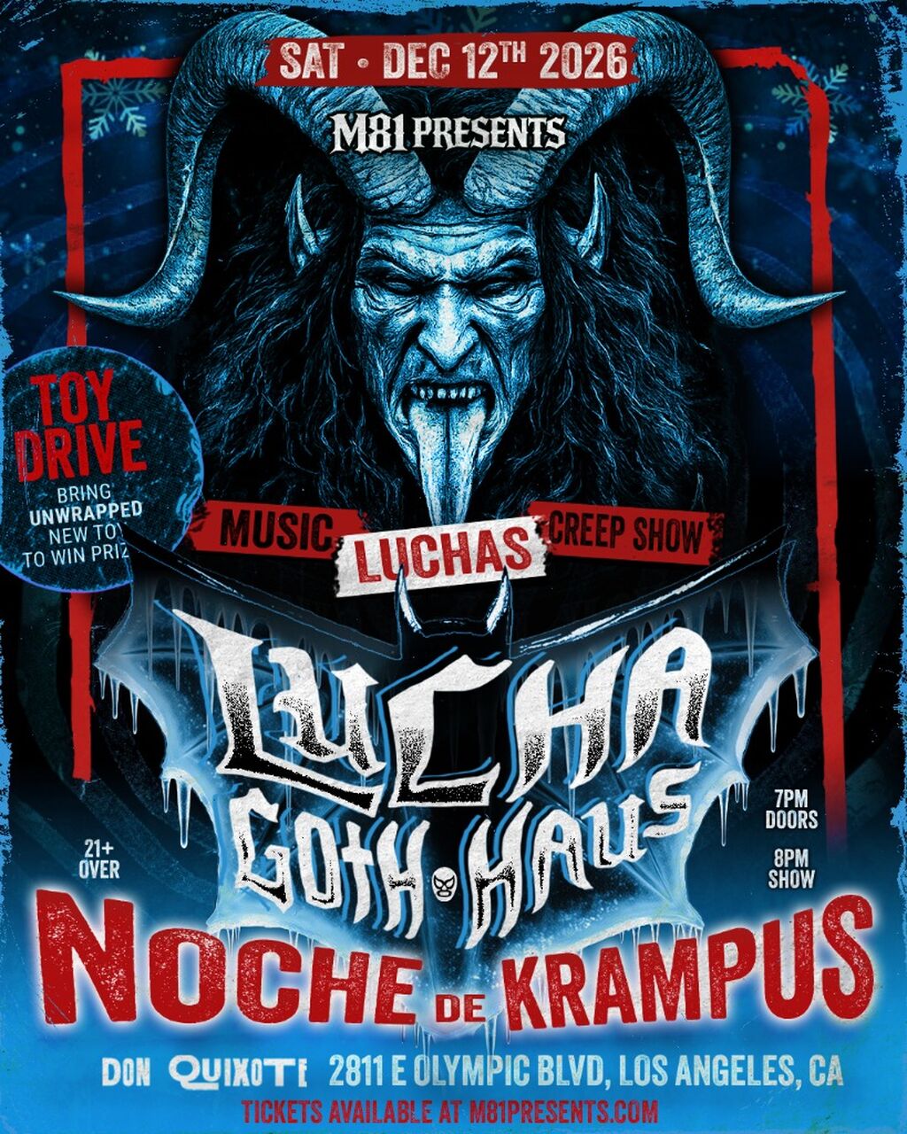 SAT - 12.12.26- LUCHA GOTH HAUS: NOCHE DE KRAMPUS 3 (Lucha Libre, Live Music & Creep Show) LOS ANGELES - 21+
