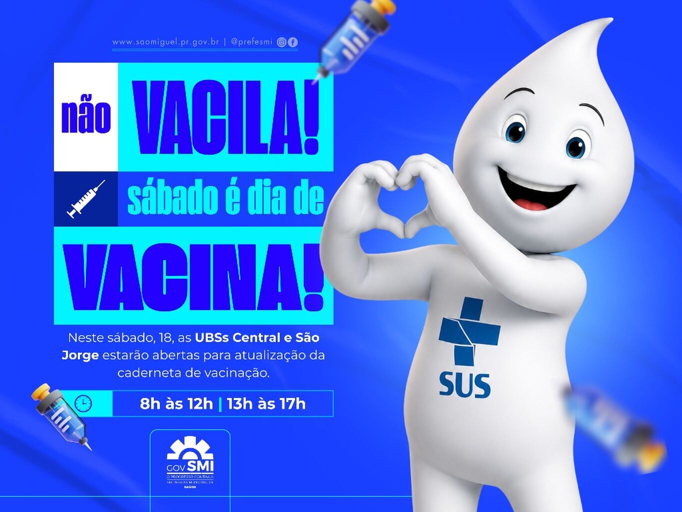 Governo Municipal promove atendimento especial neste s&aacute;bado (18) para atualiza&ccedil;&atilde;o da caderneta de vacina&ccedil;&atilde;o