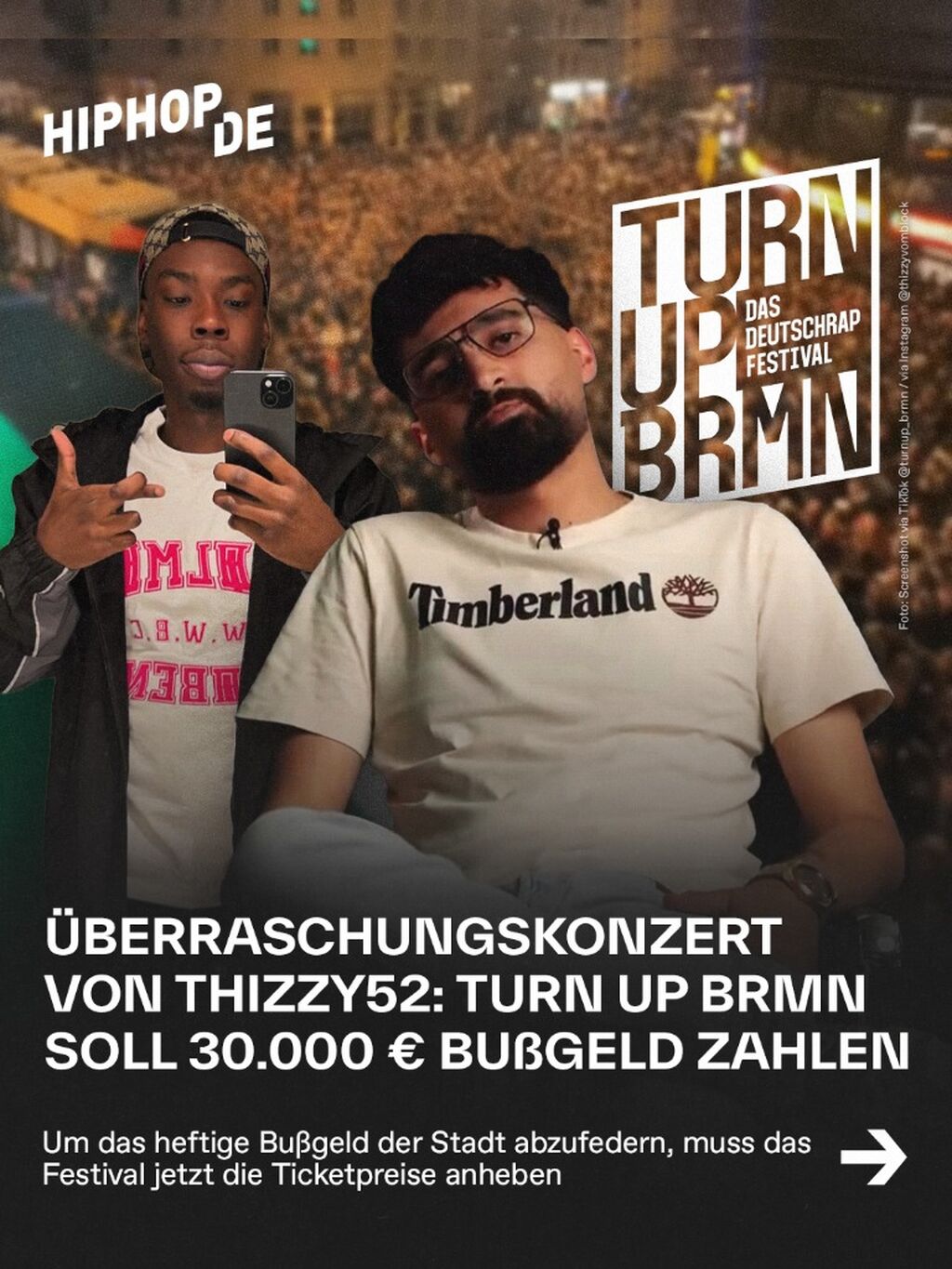 &Uuml;berraschungskonzert von Thizzy52: Turn Up BRMN soll 30.000 &euro; Bu&szlig;geld zahlen