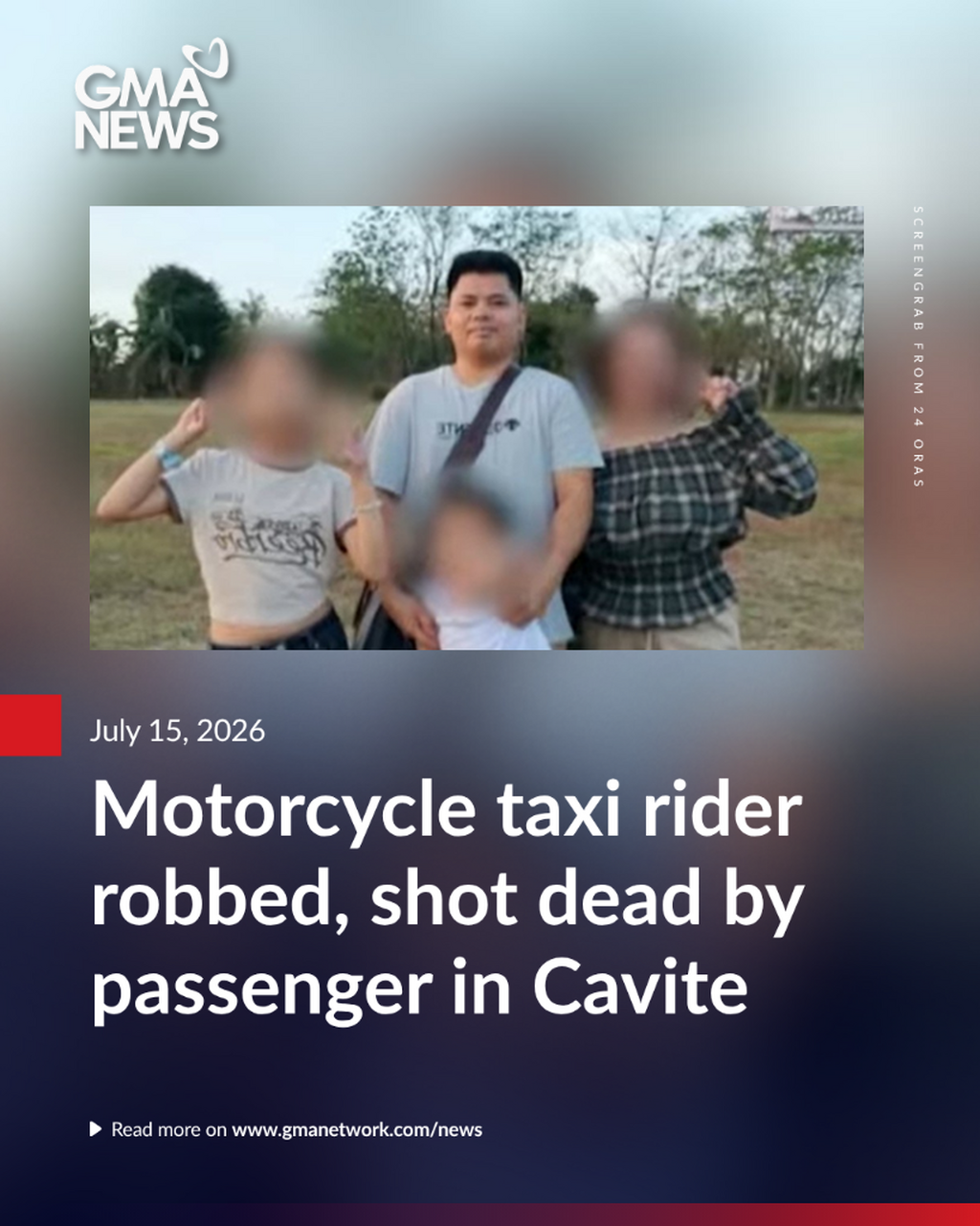 Motorcycle taxi rider robbed, shot dead by passenger in Cavite