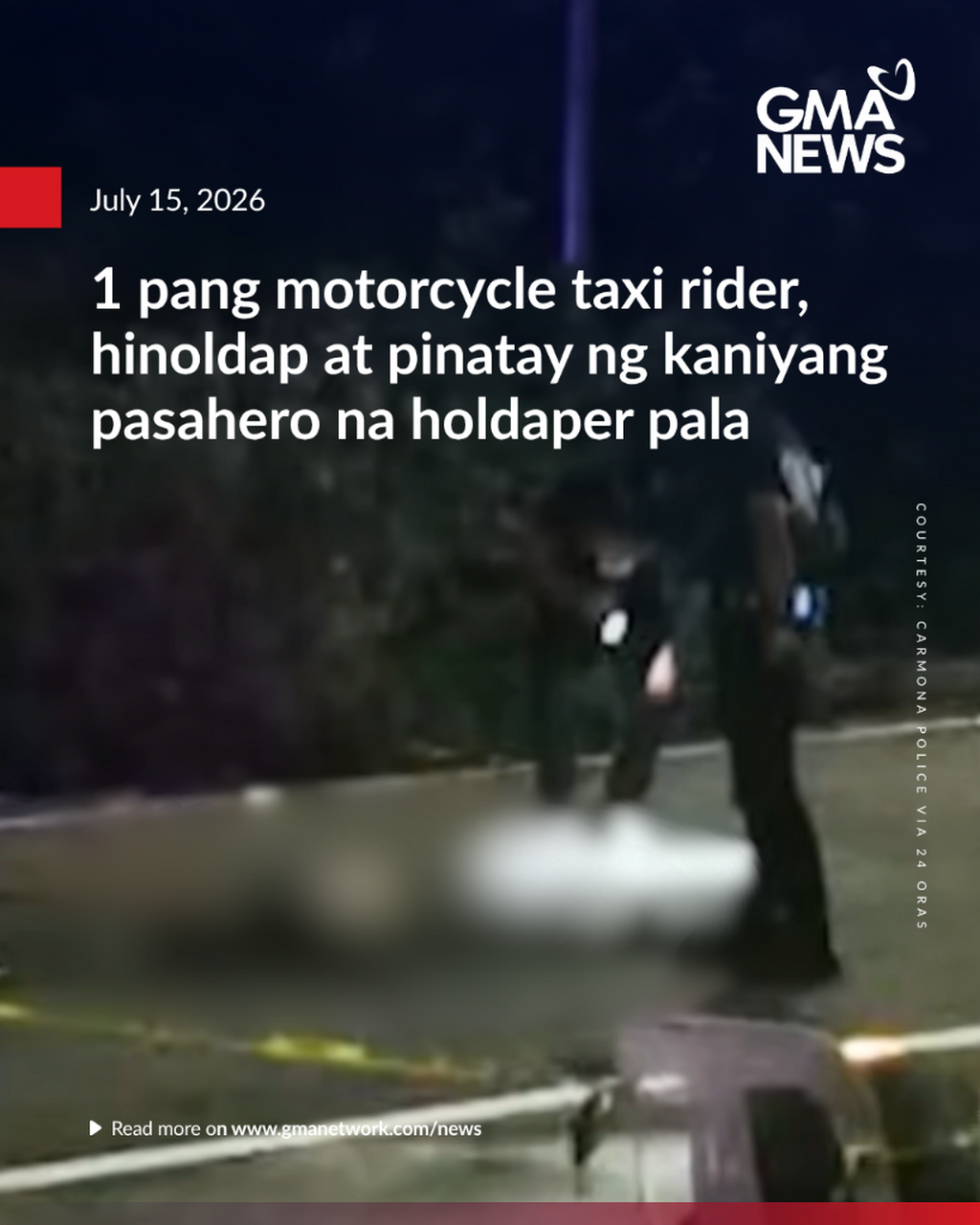 1 pang motorcycle taxi rider, hinoldap at pinatay ng kaniyang pasahero na holdaper pala