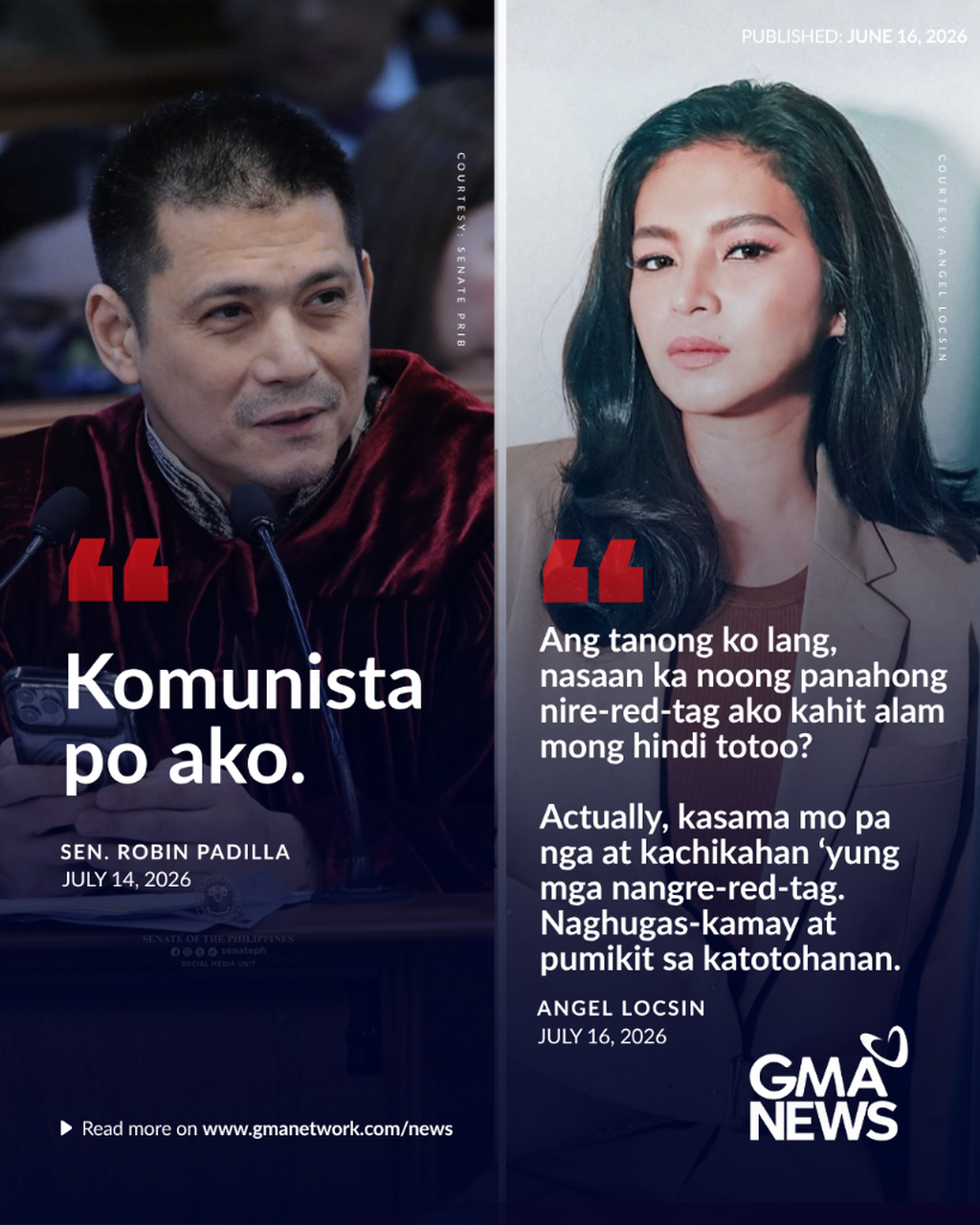 Angel Locsin slams 'communist' Robin Padilla: Tama na, gising na