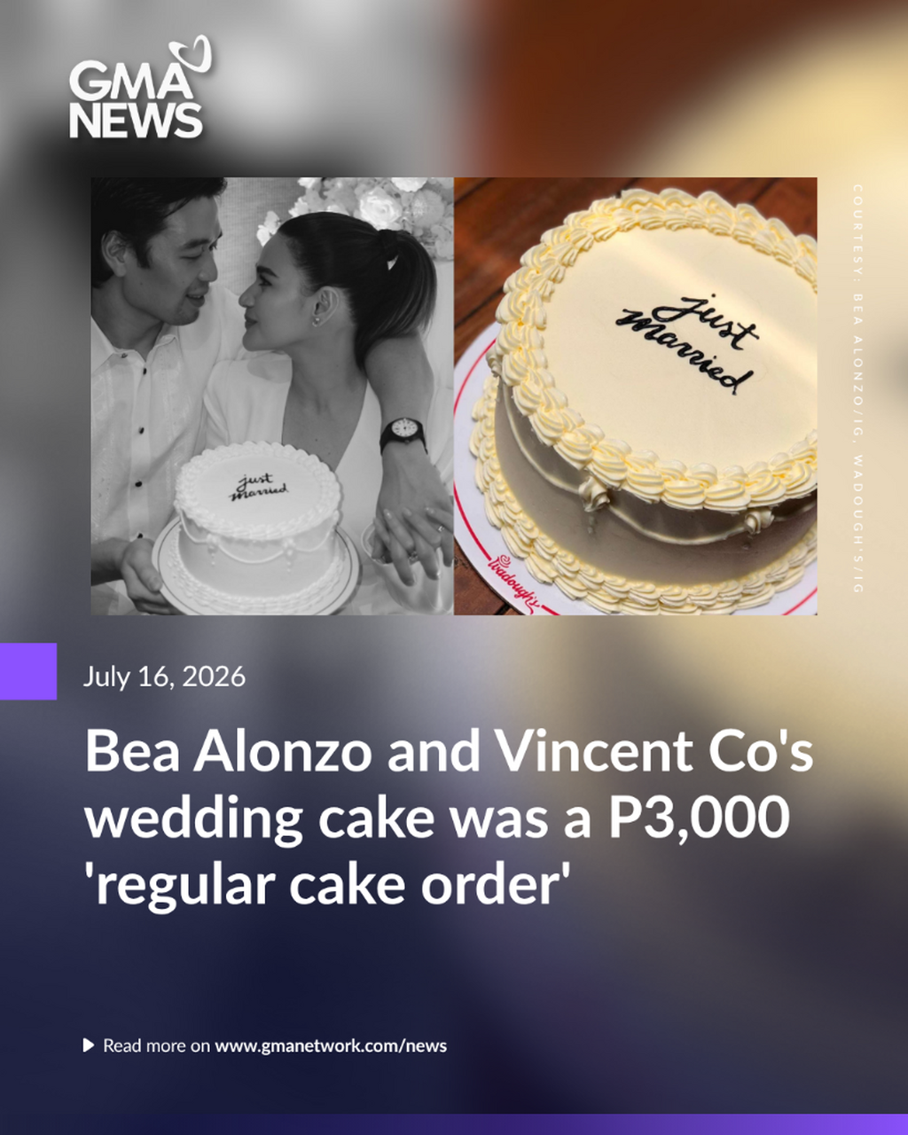 Bea Alonzo and Vincent Co's wedding cake was a P3,000 'regular cake order'