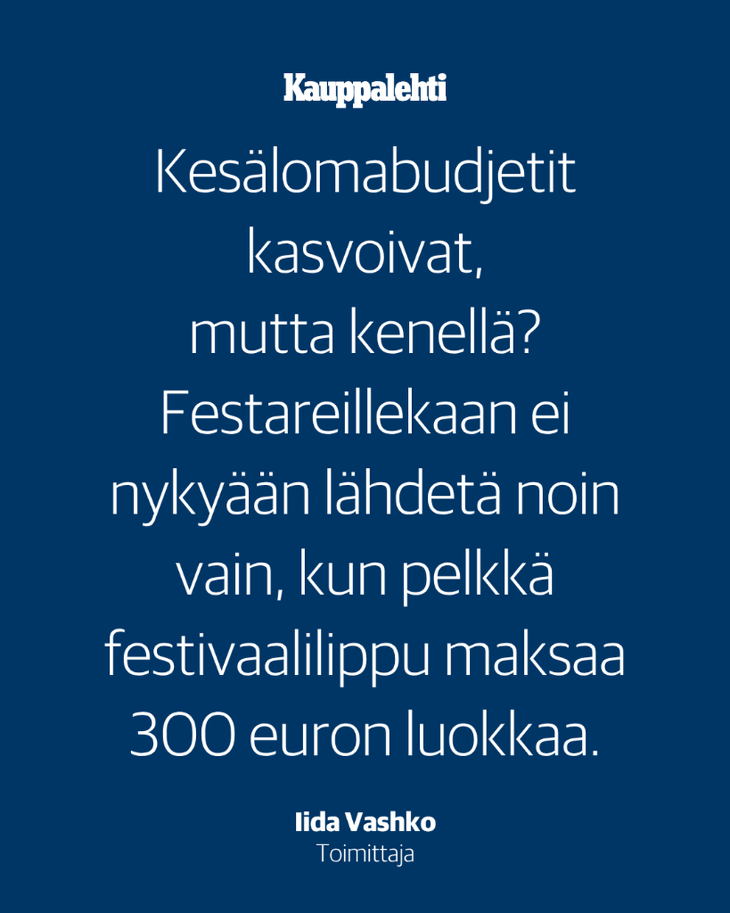 Kommentti / Kes&auml;lomabudjetit kasvoivat, mutta kenell&auml;?