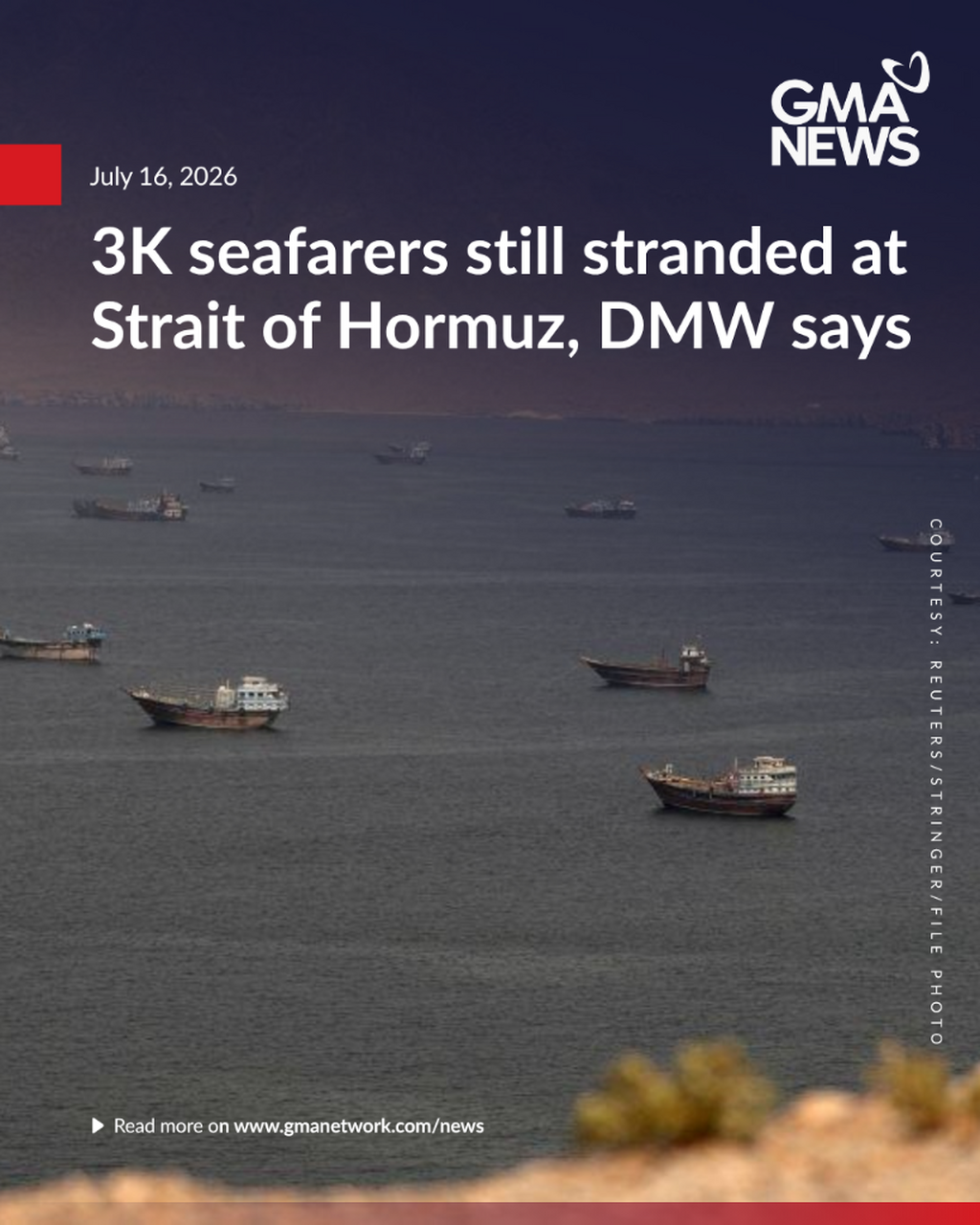 3K seafarers still stranded at Strait of Hormuz, according to DMW