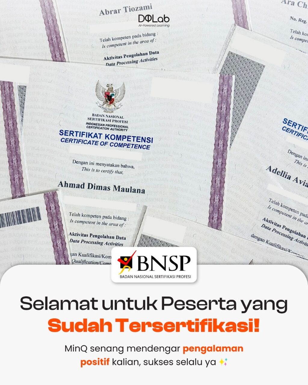Miliki Sertifikasi BNSP Seperti Mereka, Lewat Program DQLab!