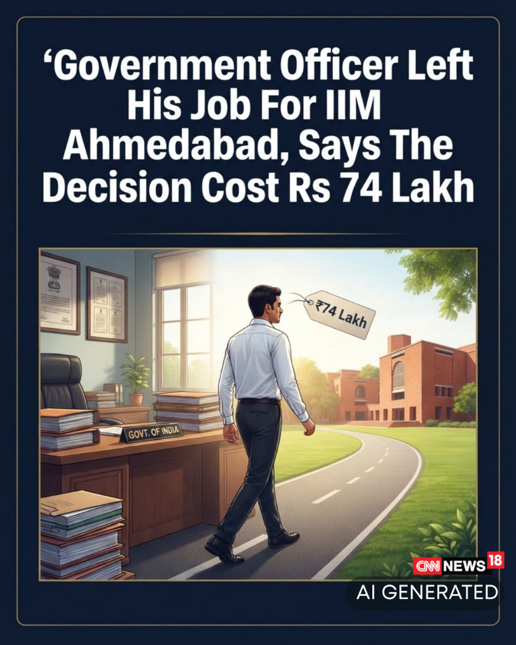 Government Officer Left His Job For IIM Ahmedabad, Says The Decision Cost Rs 74 Lakh
