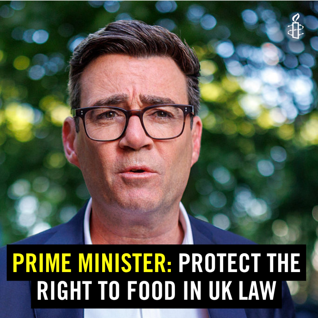 Prime Minister: Protect the right to food in UK law
