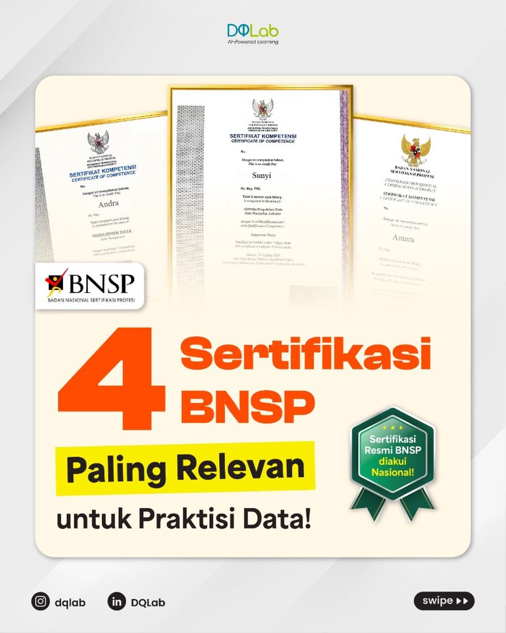 Pilih Sertifikasi BNSP Sesuai Kebutuhanmu & Ambil Programnya di DQLab!