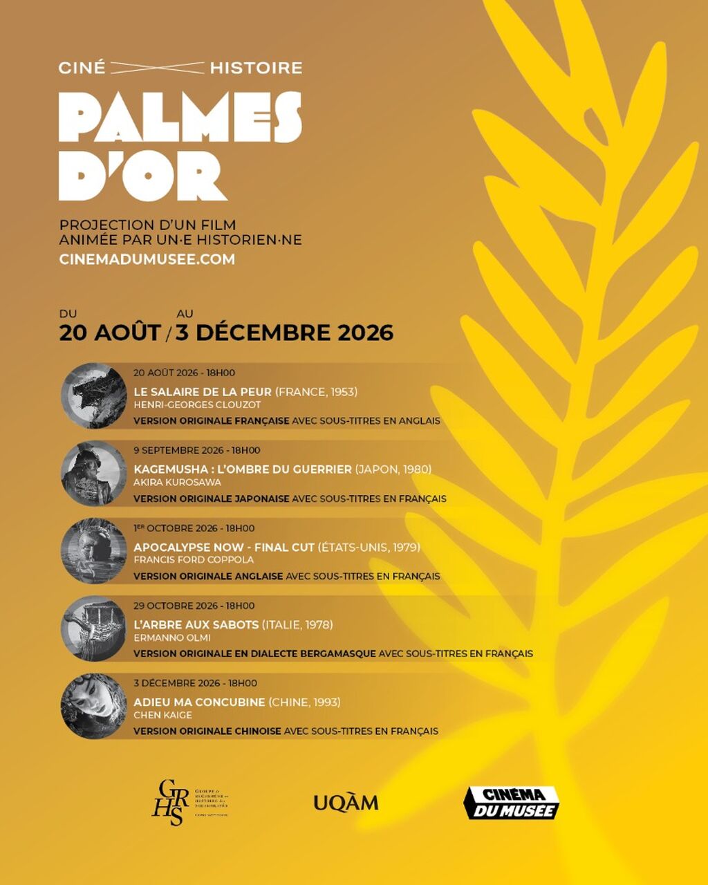cin&eacute;-histoire: PALMES D'OR