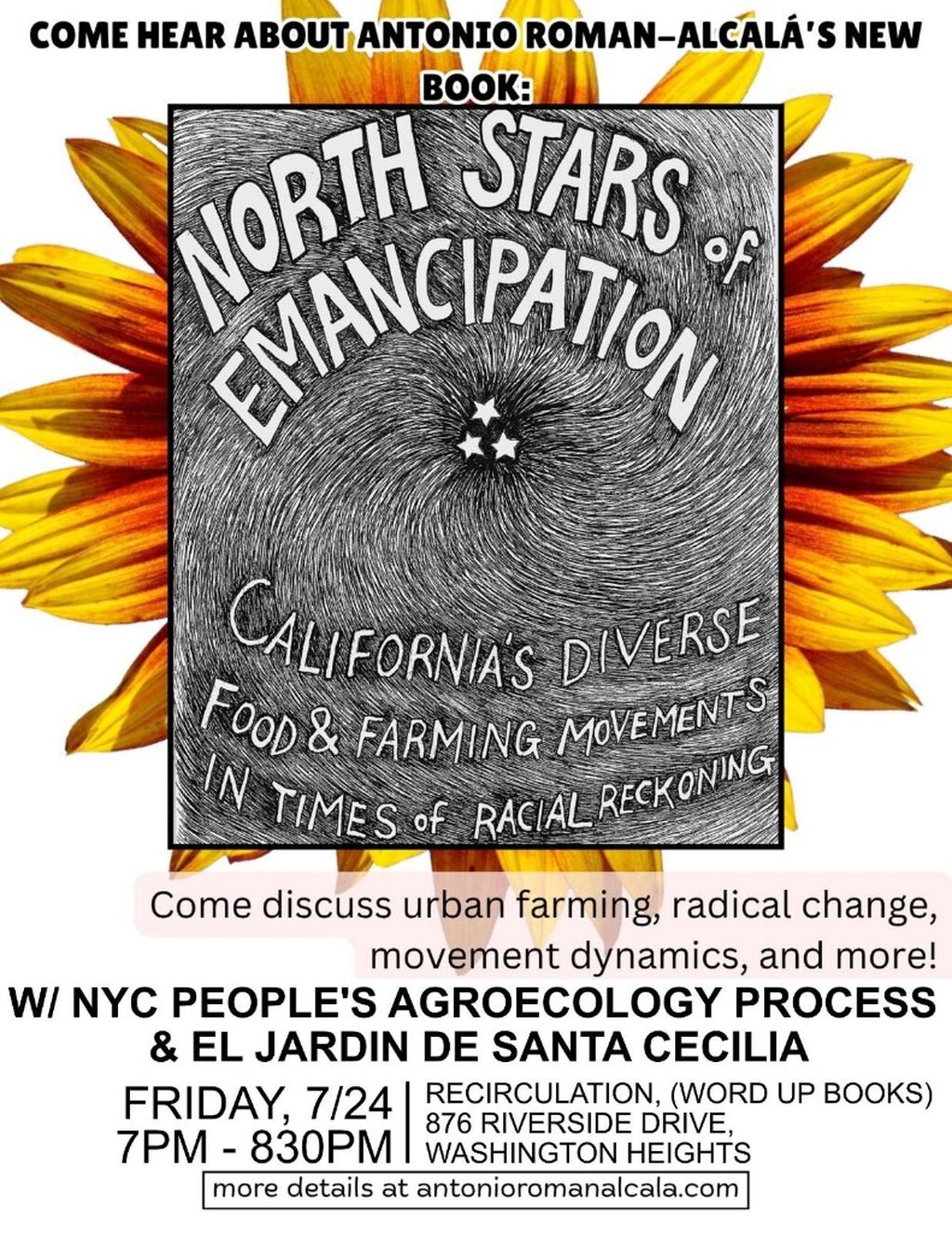 7/24, 7pm | Book Talk w. NYC People's AgroEcology Process (Recirculation, 876 Riverside Dr)