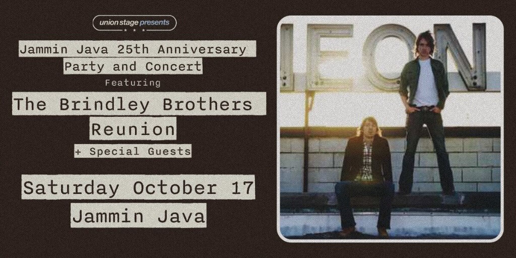 Jammin Java 25th Anniversary Party and Concert Featuring The Brindley Brothers Reunion + Special Guests | 10/17/26