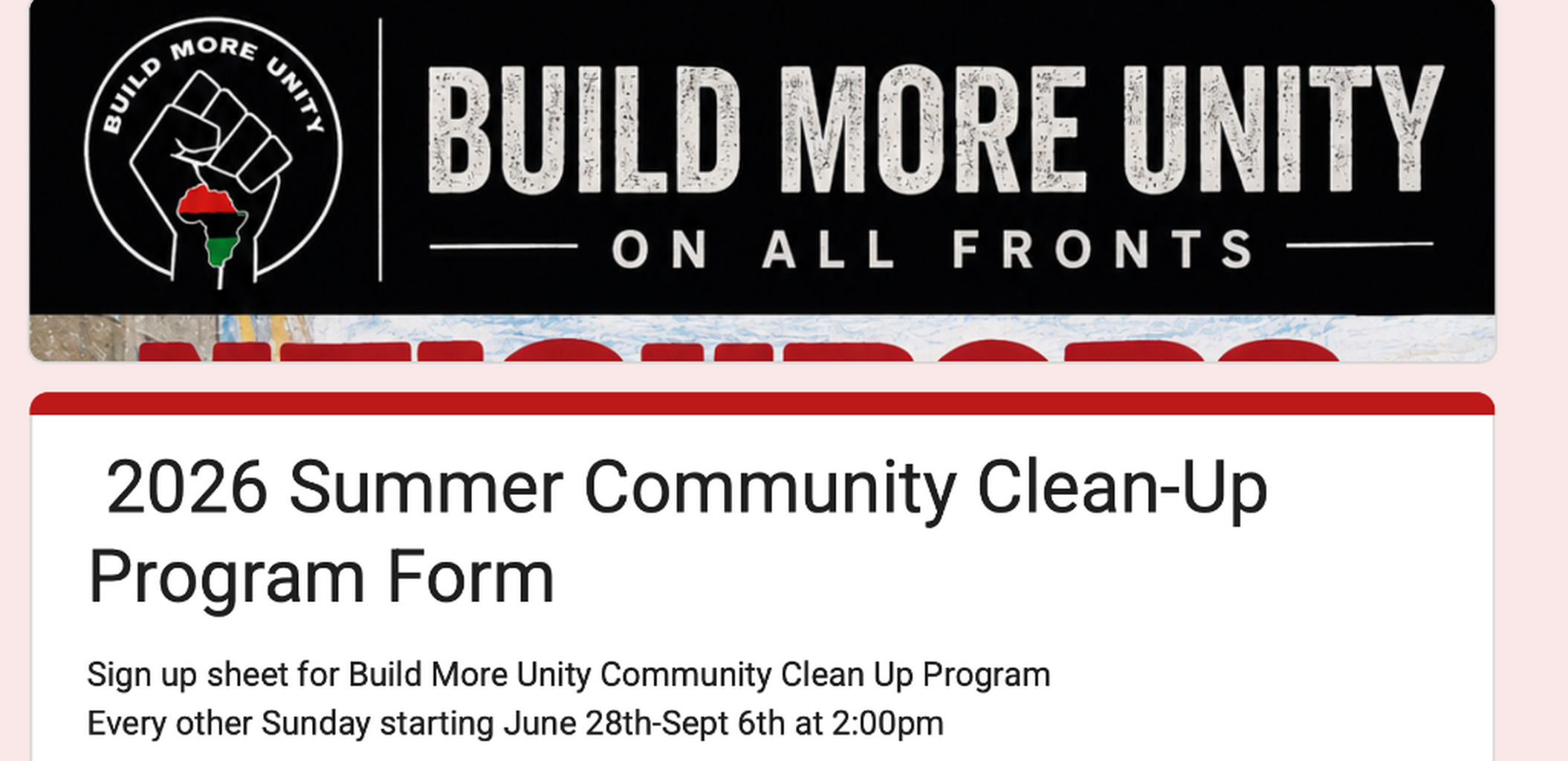  2026 Summer Community Clean-Up Program Form