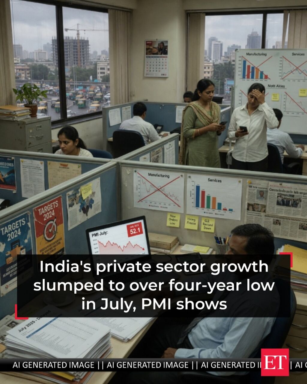 India private sector growth: India's private sector growth slumped to over four-year low in July, PMI shows - The Economic Times