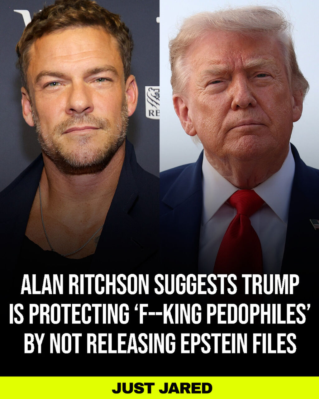 Alan Ritchson Rips Into Trump Over Epstein Files, Suggests President of Protecting &lsquo;F&ndash;king Pedophiles&rsquo;