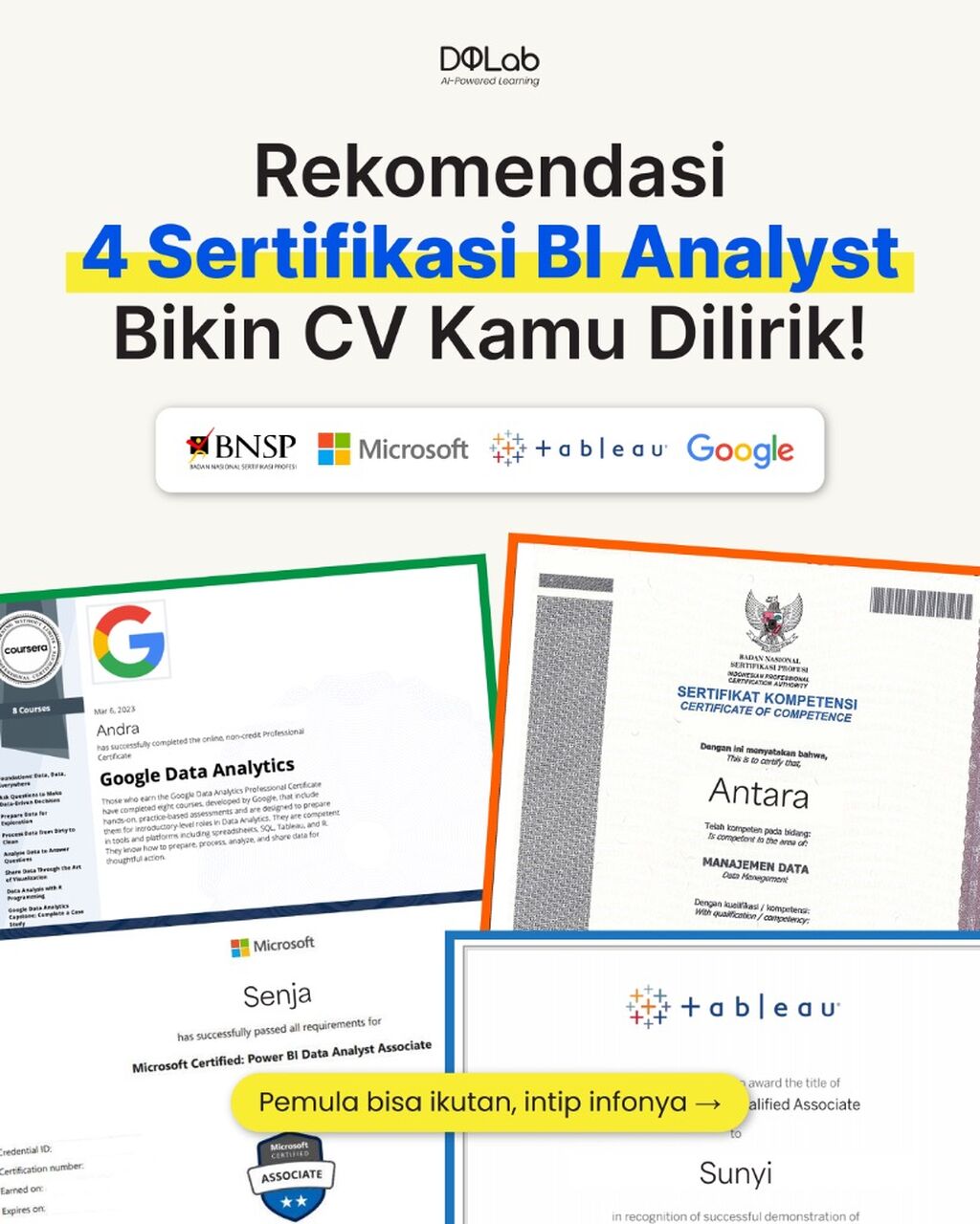 Sertifikasi Kompetensi untuk BI Analyst!