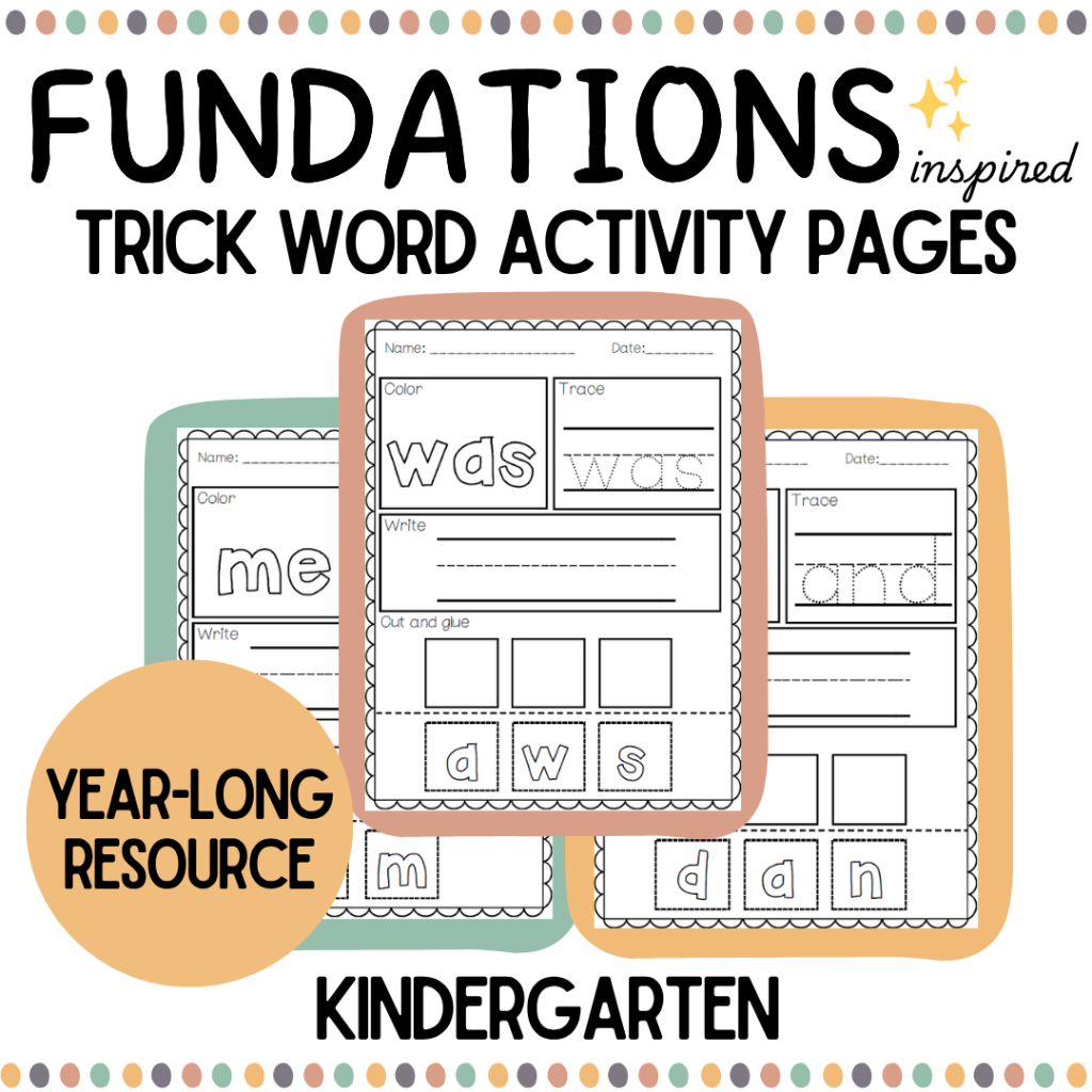 Kindergarten Trick Word Activity Pages