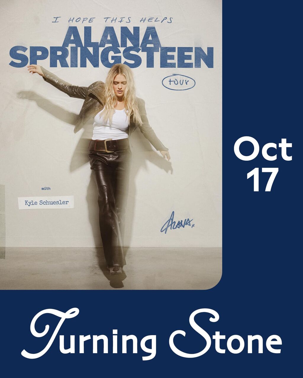 Alana Springsteen on October 17 at 8:00pm in The Showroom