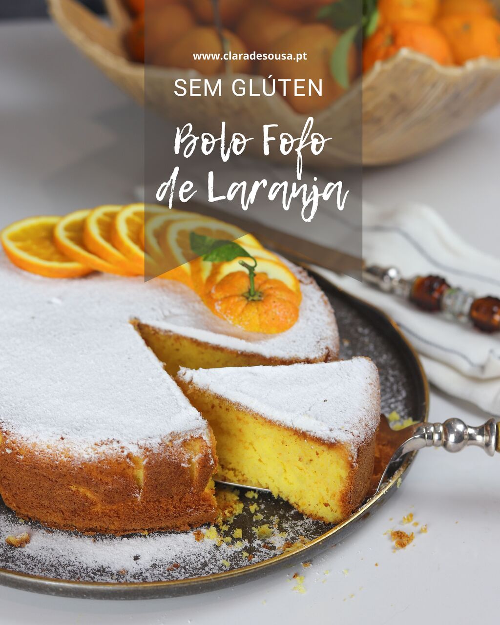 Bolo fofo de laranja sem gl&uacute;ten