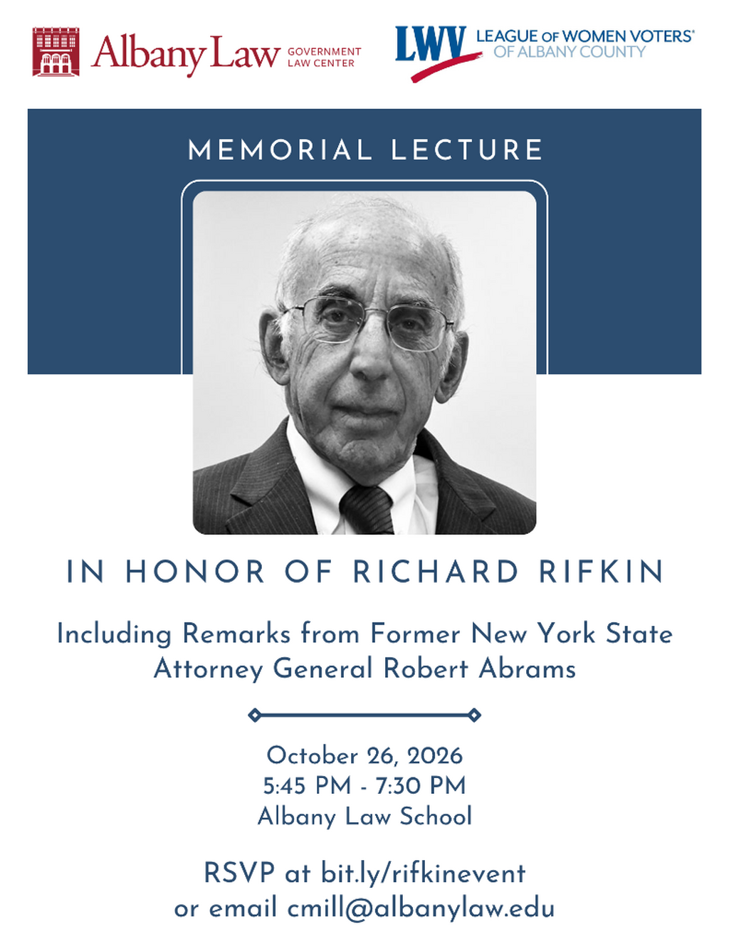 REGISTER: Richard Rifkin Memorial Lecture (Oct. 26)