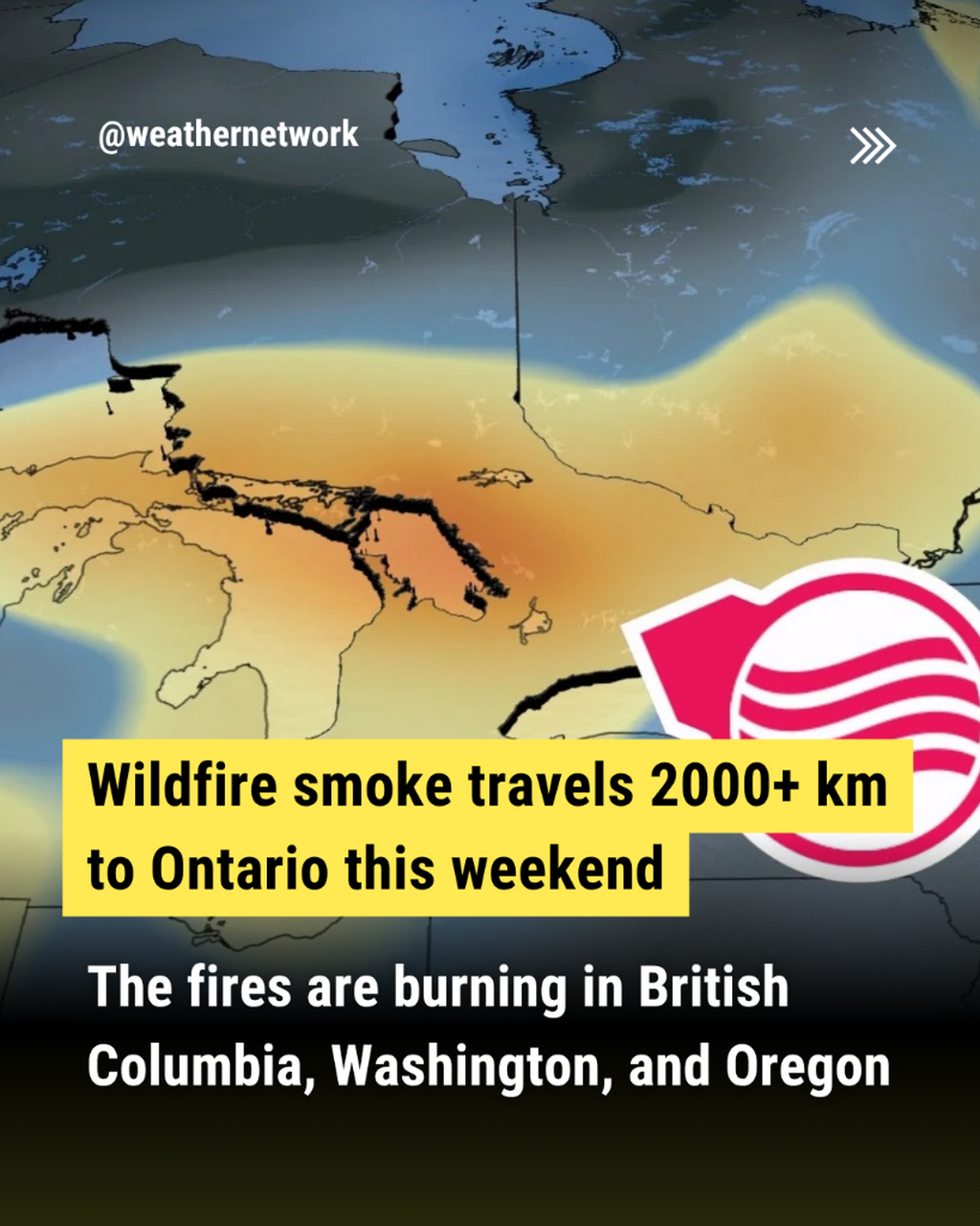 Wildfire smoke travels 2000+ km to Ontario this weekend