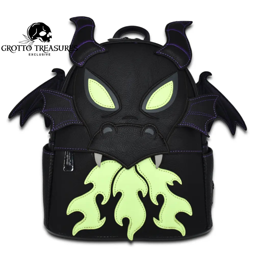 (ETA Late October 2026) - Grotto Treasures Exclusive - Loungefly Disney Sleeping Beauty Maleficent Dragon Cosplay Glow in the Dark Mini Backpack
