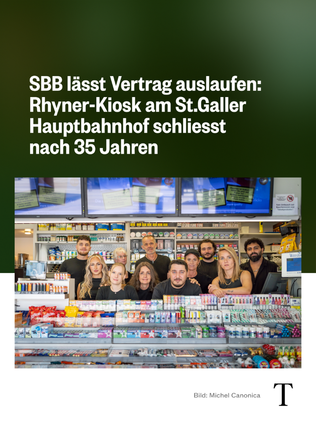 Rhyner-Kiosk am St.Galler Hauptbahnhof schliesst nach 35 Jahren