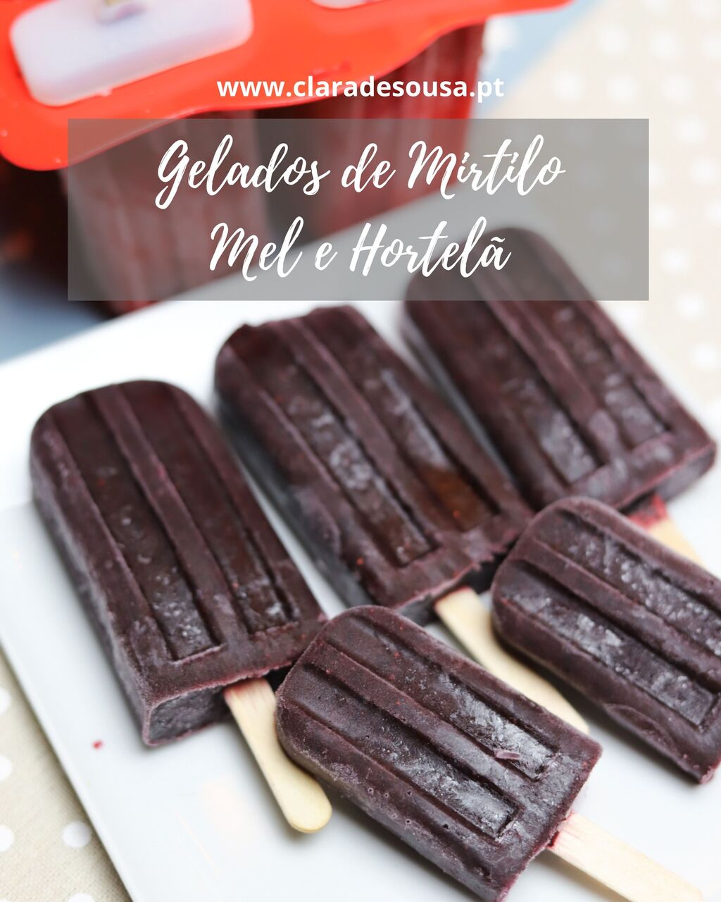 Gelados de Mirtilo, Mel e Hortel&atilde;