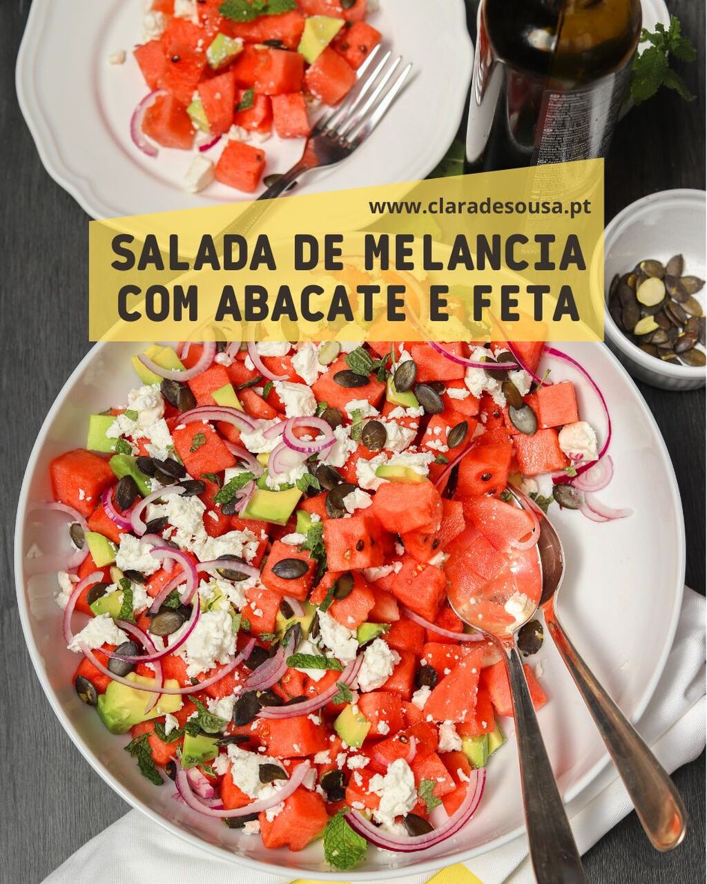 Salada de Melancia com Abacate e Feta