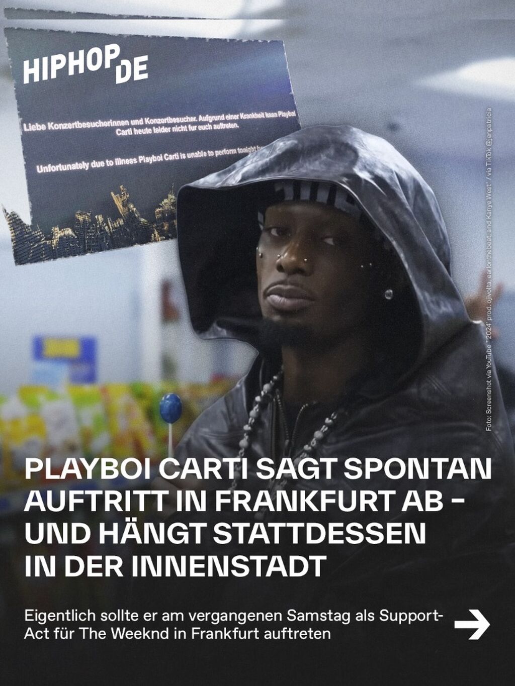 Playboi Carti sagt spontan Auftritt in Frankfurt ab &ndash; und h&auml;ngt stattdessen in der Innenstadt