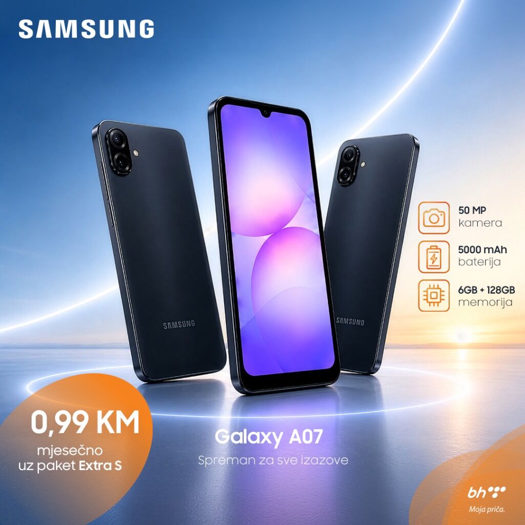 Samsung Galaxy A07 već od 0,99 KM mjesečno uz paket Extra S!