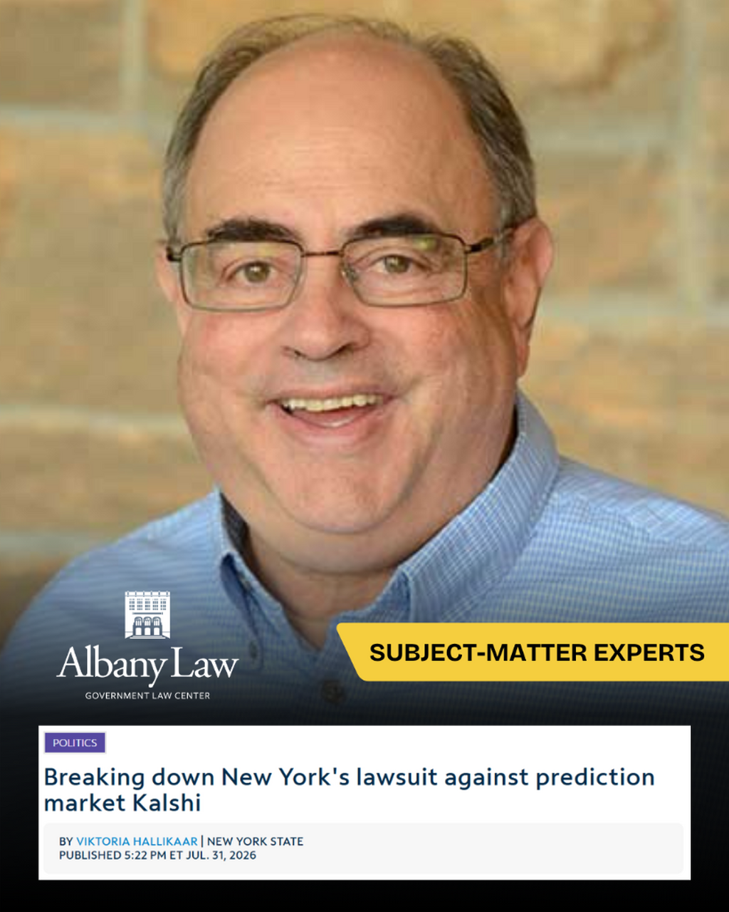 Government Lawyer-in-Residence Bennett Liebman Quoted in Spectrum News: Breaking down New York's lawsuit against prediction market Kalshi